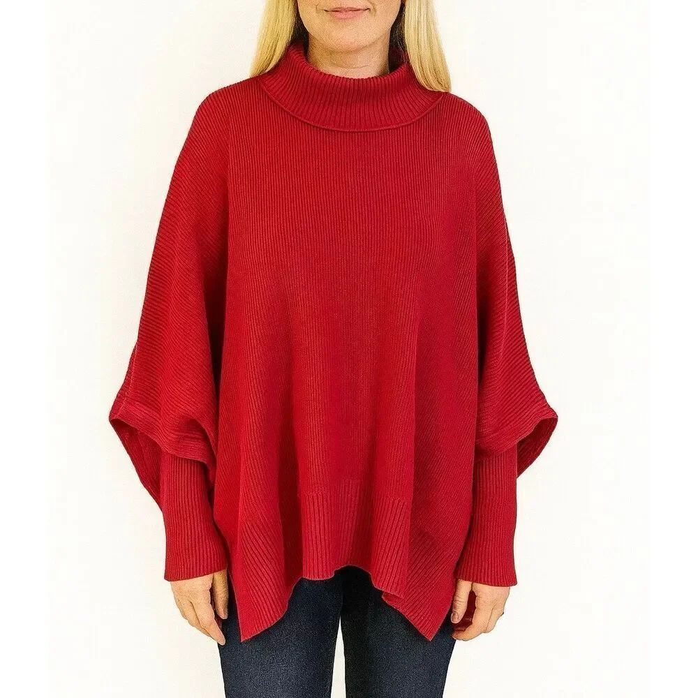 Zenana ribbed fuschia mock neck exposed seam oversized sweater XL